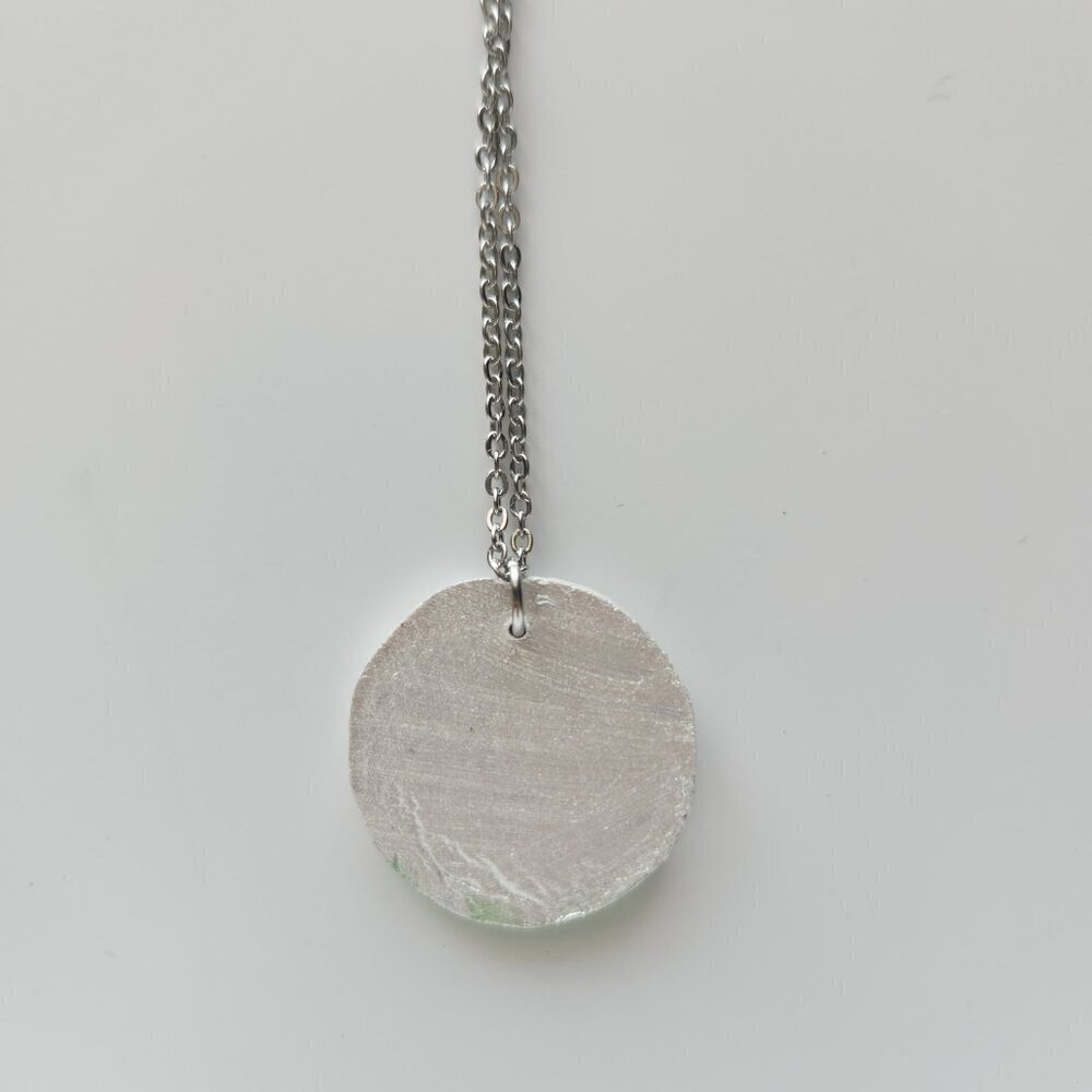 Unique colourful green witch pendant on a dainty silver chain - Picture 6 of 13